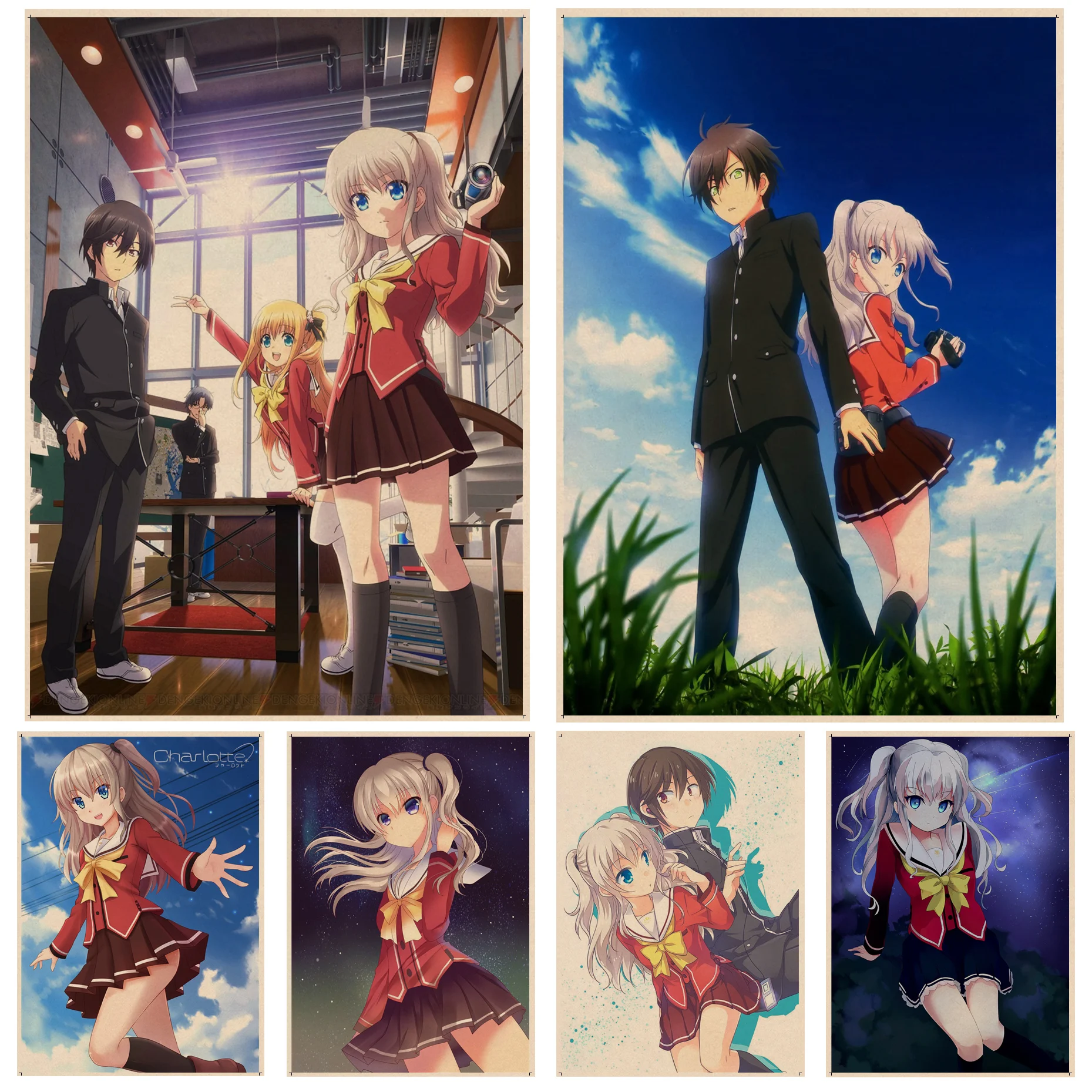 

Anime Jepang Charlotte Anime Posters Kraft Paper Vintage Poster Wall Art Painting Study Room Wall Decor