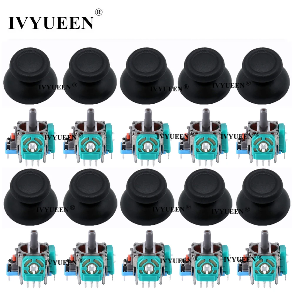 

IVYUEEN 10 Sets 3D Analog Joystick Sensor Module Potentiometer Thumb Sticks for PlayStation 4 PS4 DS4 Pro Slim Controller Repair