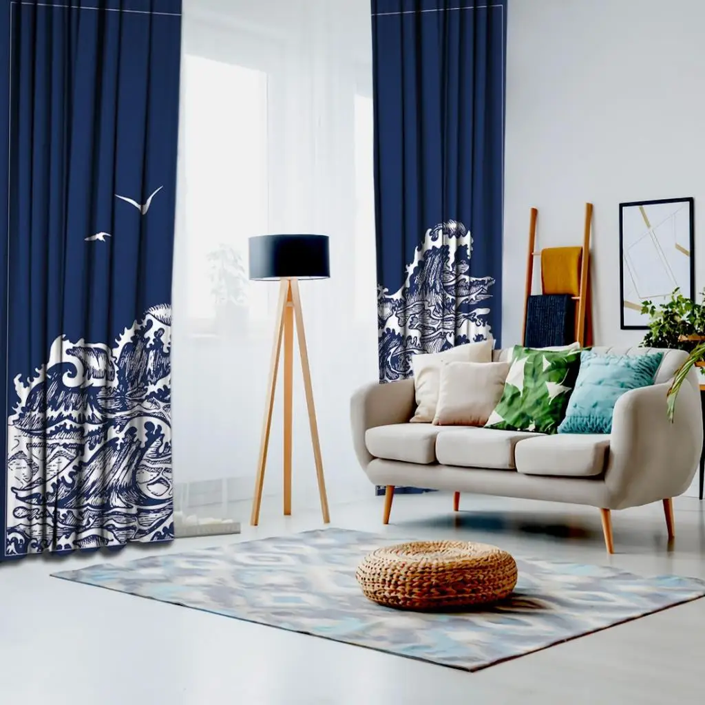 Занавески/драпировки с принтом Пейзажа для гостиной столовой спальни набор из 2