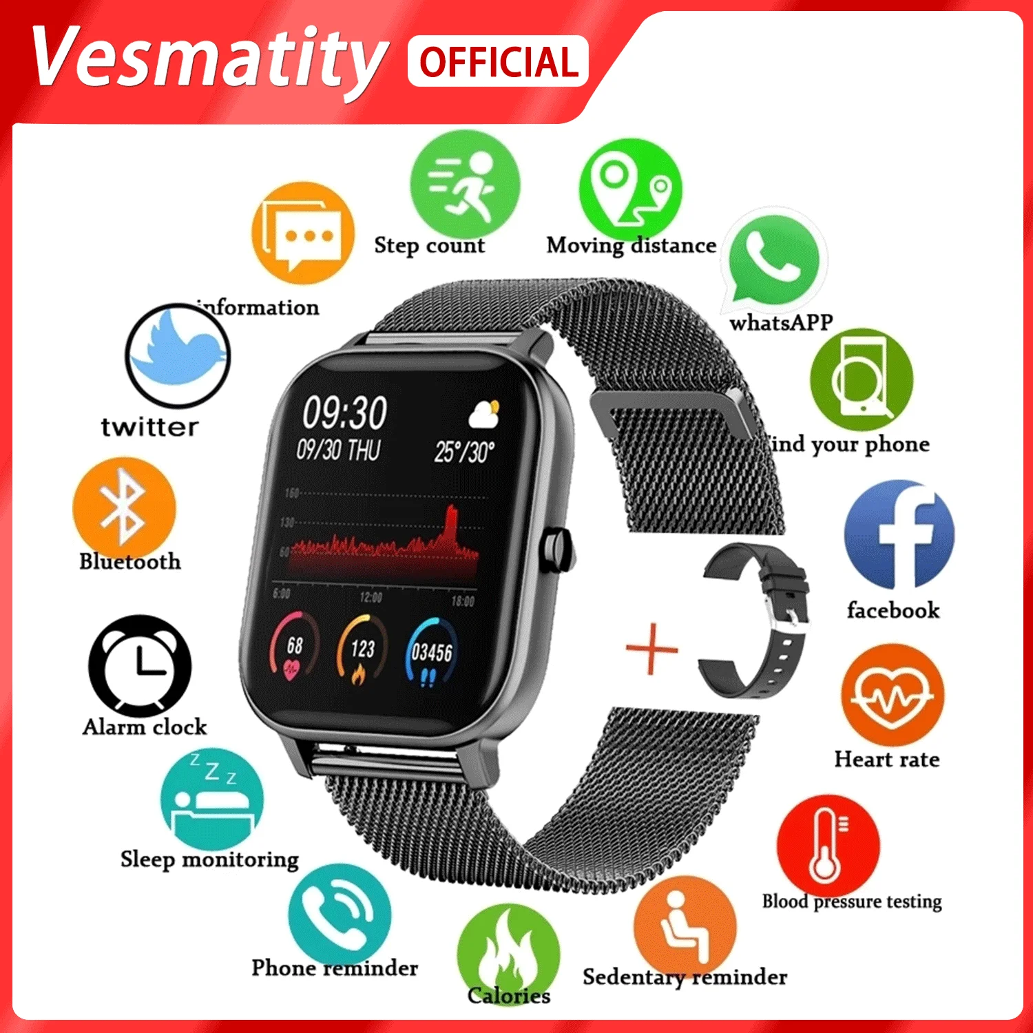 

H10 Smart Watch Men Women Bluetooth Call smartwatch Sport Fitness Tracker Waterproof LED Full Touch Screen For Android And ios