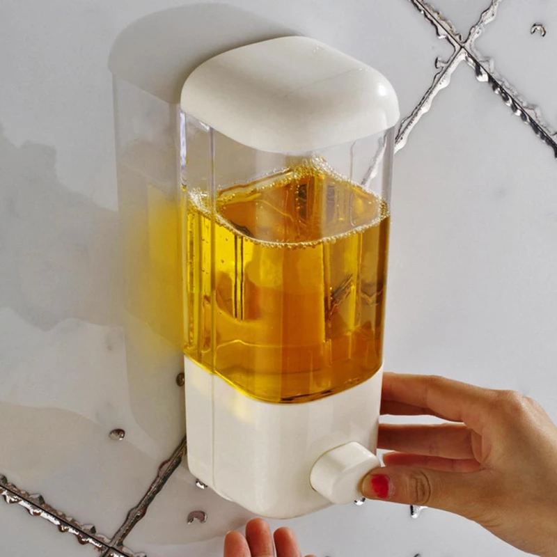 

500ML Soap Dispenser Bathroom Wall Mount Shower Shampoo Lotion Container Holder System Non Perforated Hotel Toliet
