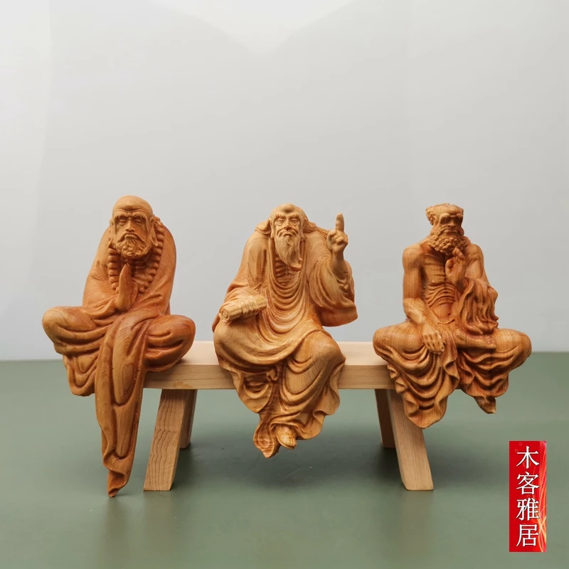 

Arborvitae Wood Carving Master of Zen Buddha Statue Zen Small Ornaments Home Living Room Decoration Chinese Style Crafts Lao Zi