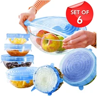 6pcs universal lid silicone food wrap bowl pot lid silicone cover keeping fresh seal bowl wrap cover kitchen accessories