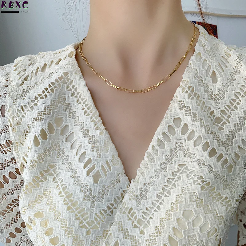 

RXBC Ins cool wind Silver Necklace women's design trendy people's net red, versatile atmosphere, personality, collarbone chain