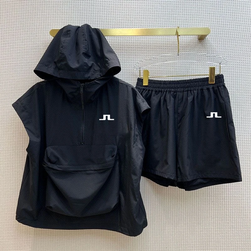 

2023 New Summer New Golf Wear for Men's and Women's Golf Hooded Top and Shorts Golf 2-piece Set Tennis Suit Malbon Golf Apparel