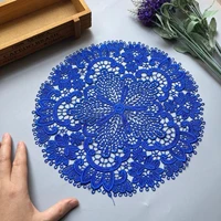 1 pcs 26 5 cm soft royal blue lace flowers trim for sofa curtain towel bed cover trimmings home textiles applique polyester mesh