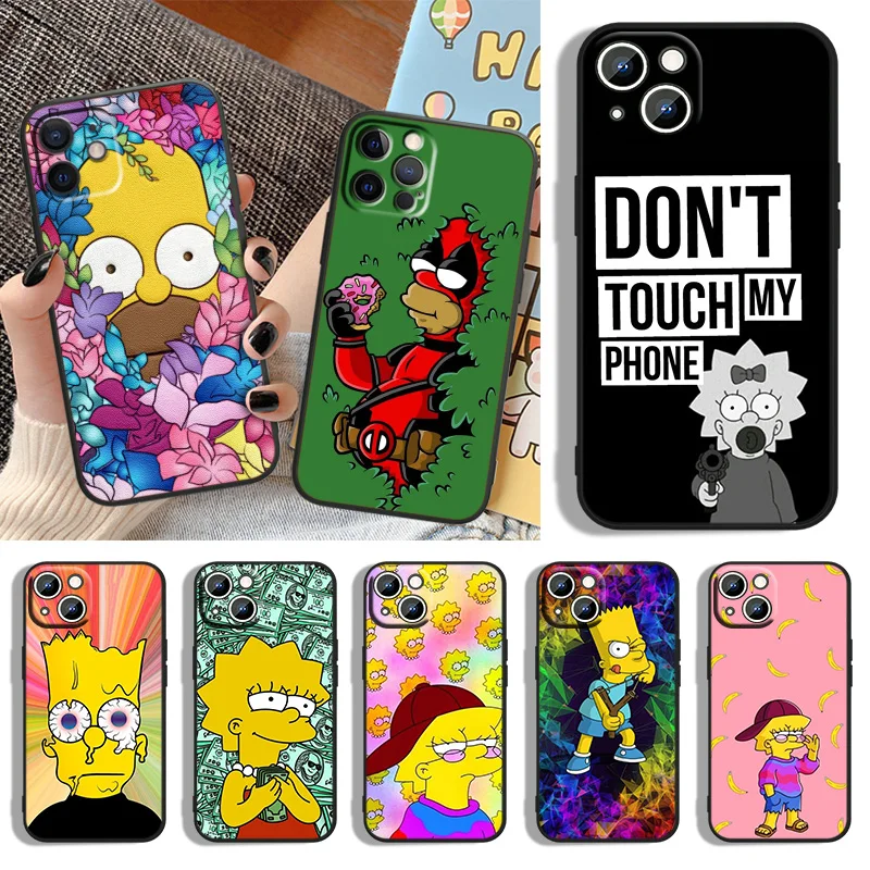 

Cool Simpsons Phone Case For Apple iPhone 14 13 12 11 XS XR X 8 7 6 6S 5 5S SE Pro Max Plus mini Black Cover