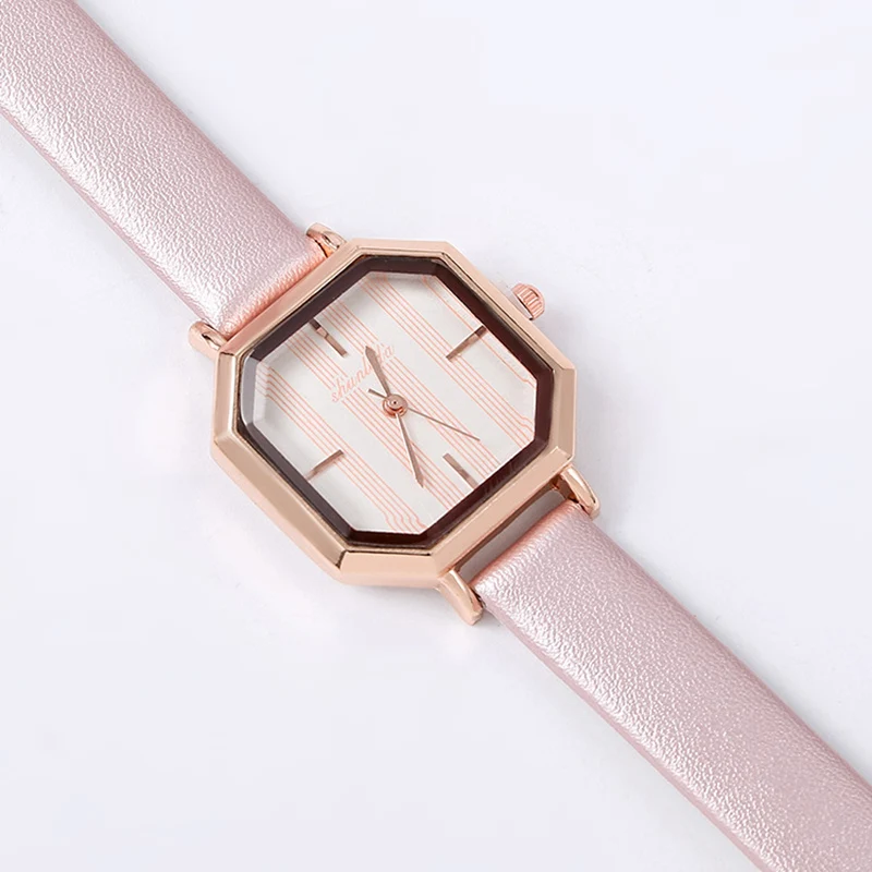 

New Creative Fashion Women's Watch Square Shell Leather Belt Simple Scale Student College Hand Clock Female Quartz Wristwatch