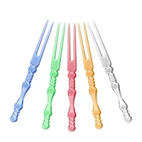 80pcs mini color transparent disposable forks for party bbq sticks picks skewer set home dining plastic food cake fruit fork