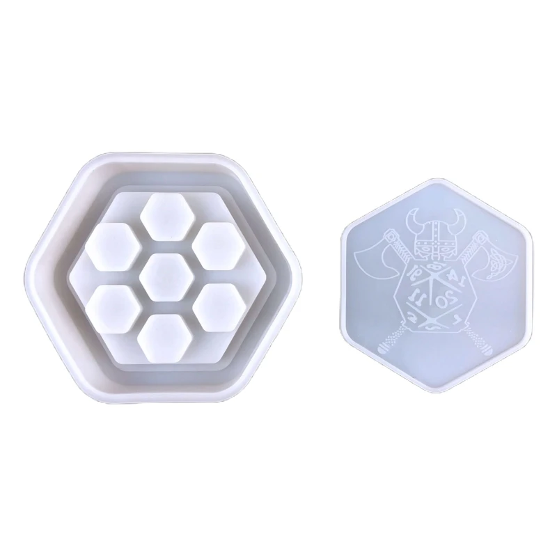 

1 Set Hexagonal Dice Storage Box Drop Glue Mold Diy Rectangular Dice Storage Plus Cover Set Silicone Mold for DIY Crafts