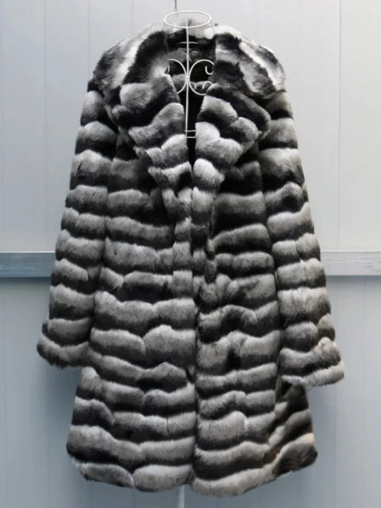 

Женская теплая зимняя длинная куртка в полоску для отдыха, ветровка, Женская Толстая пушистая Роскошная пушистая верхняя одежда