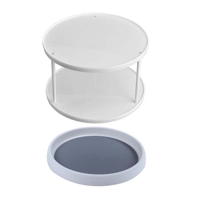

360 Degree Rotating 2 Tier Spices Fruit Tray Turning Table Cake Rack Home Kitchen Storage Rack & Rotary Flavoring Bottle Rack 36