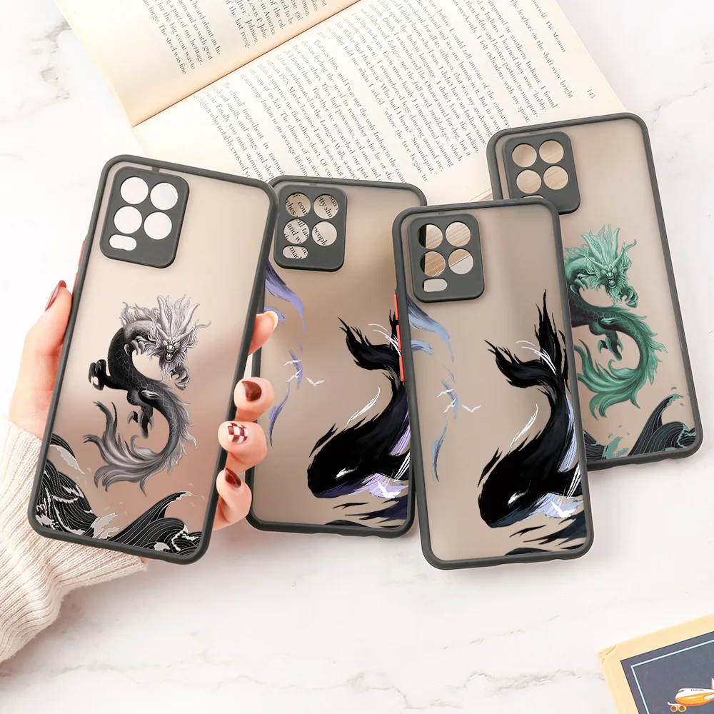 

Phone Case For Realme GT2 Pro 9 Pro Plus 6 7 8 8i 9i C11 C12 C15 C20 C21Y C25Y GT Neo2 Narzo 20 30 50A 50i Dragon and Fish Cover
