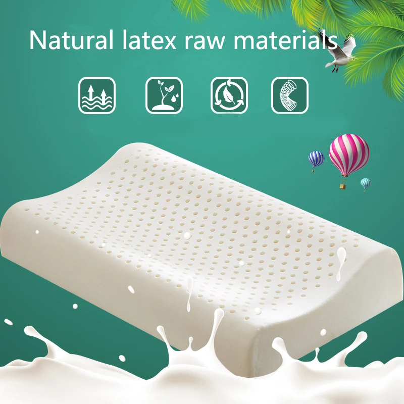 

40*60 cm Pillow for Sleeping Bed Pure Natural Latex Neck Support Protect Vertebrae Health Care Orthopedic Bedding Pillow