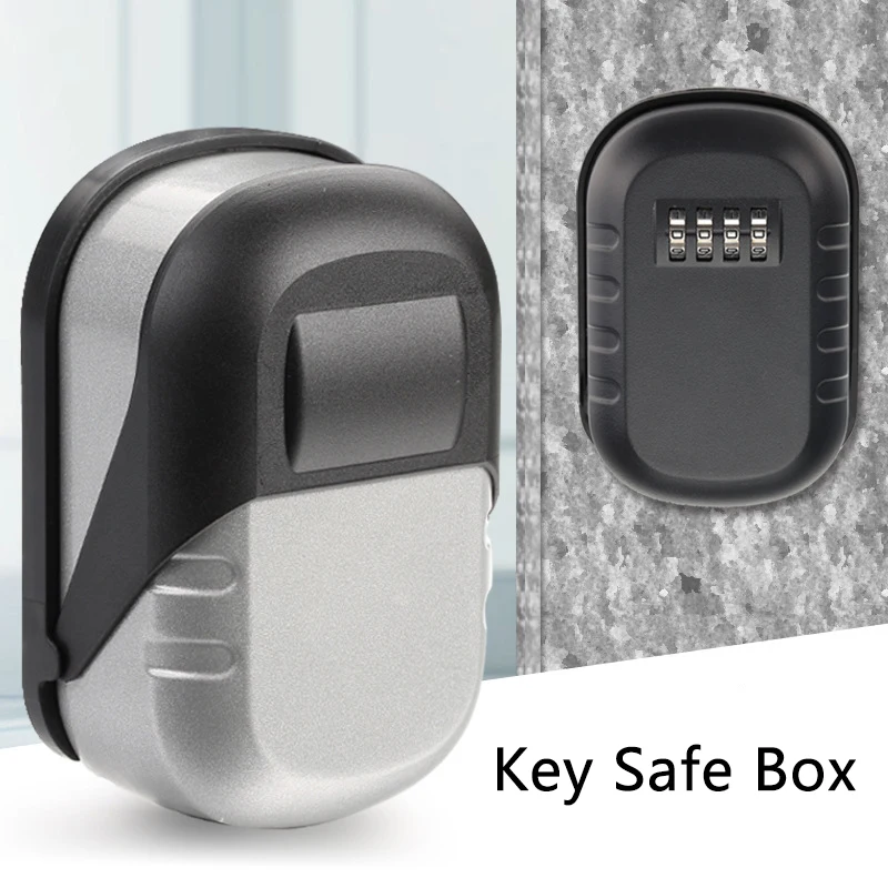 

Key Lock Box Wall Mounted Aluminum Alloy Key Safe Box 4 Digit Combination Key Storage Lock Box Indoor Outdoor Keys Storage Box
