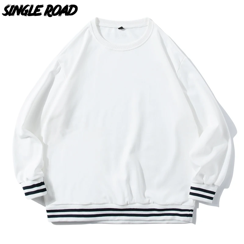 

Мужская толстовка с круглым вырезом, 2022 Весенняя полосатая Толстовка большого размера, Японская уличная одежда, унисекс, белая толстовка с ...