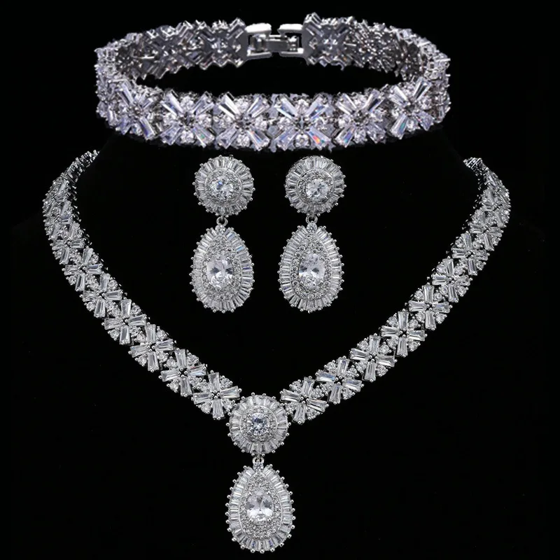 

SUGO Classic Shiny Luxury Dubai Bride Jewelry Sets High Quality Multiple Color Zircon for Noble Ladies Wedding Dress Accessories