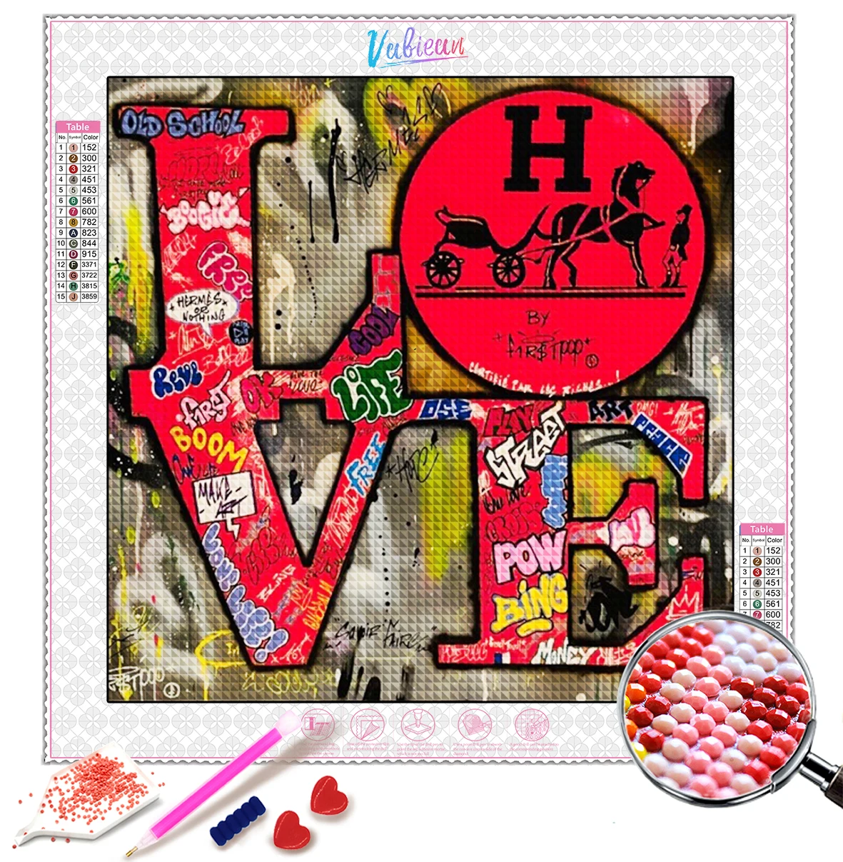 

5D DIY Diamond Painting love Graffiti Art Picture Full Diamond Mosaic Embroidery Cross Stitch Kit Home Decor