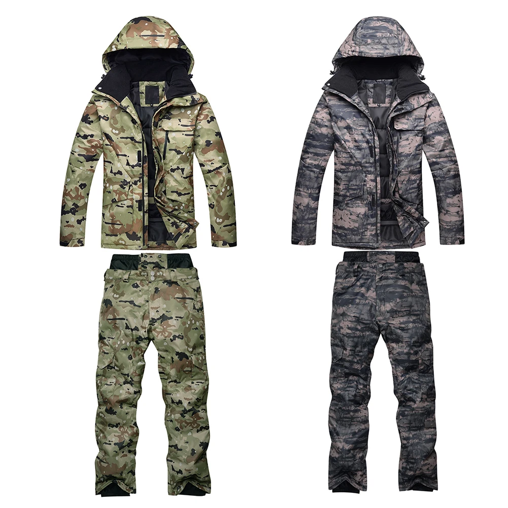 

ARCTIC QUEEN Snowboard Suit Set Men's Winter Outdoor Waterproof Warm Thickened Camouflage Ski Suit Set