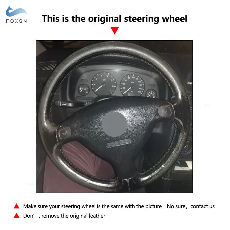 Фото Чехол на руль автомобиля из замши с синими нитями для Opel Zafira A 1999-2005, Buick Sail, Opel Astra G H 1998-2007 №5