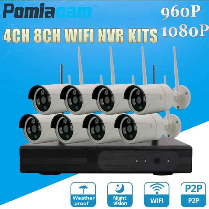

4CH 8CH HD 1080P Wifi NVR Kit CCTV Camera System H.265 1.3MP 2MP Waterproof Wireless Security Camera System with 4/8 Cameras