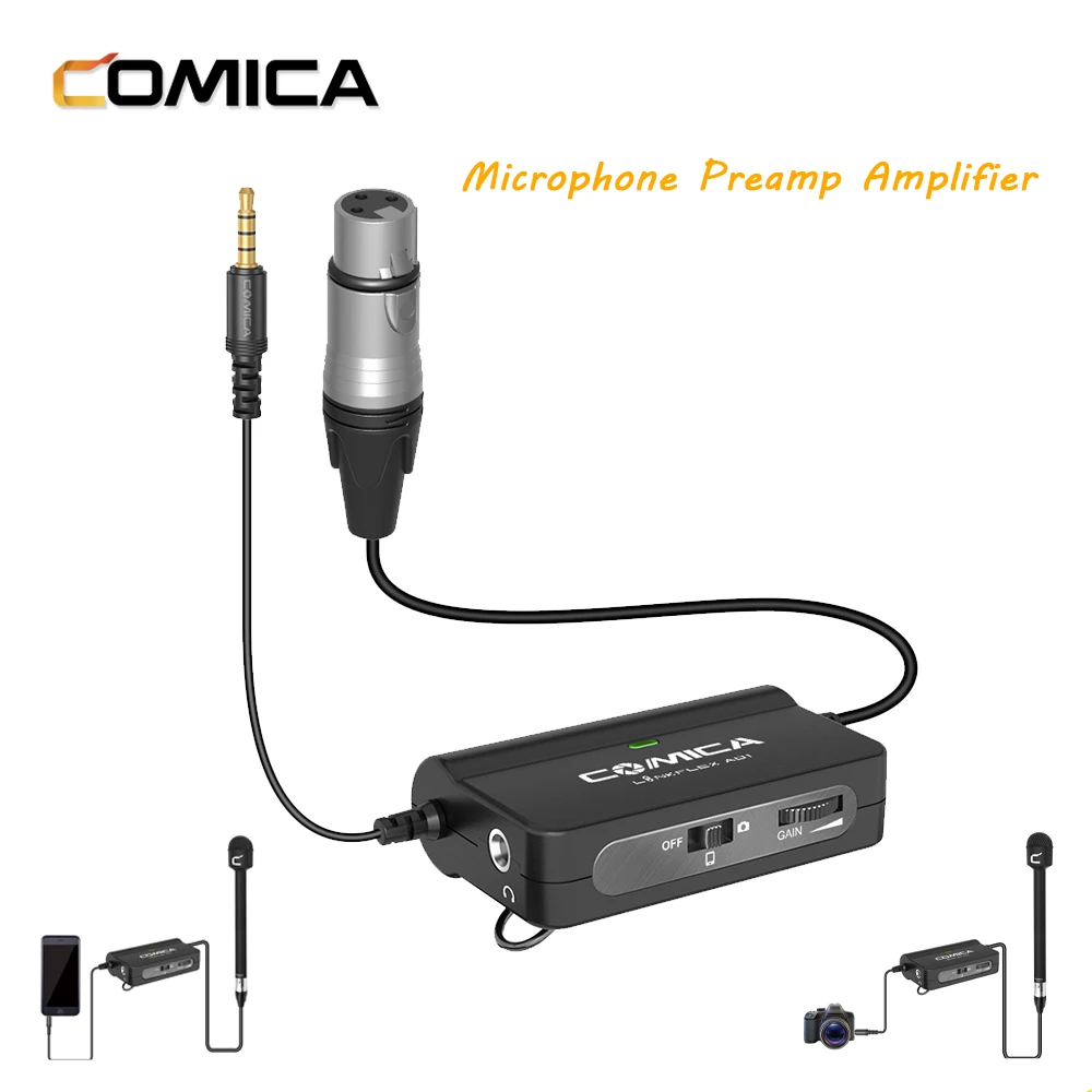 

Comica LinkFlex AD1 Microphone Preamp Amplifier XLR to 3.5mm Audio Adapter for Smartphone iPhone Android DSLR Camera Camcorders