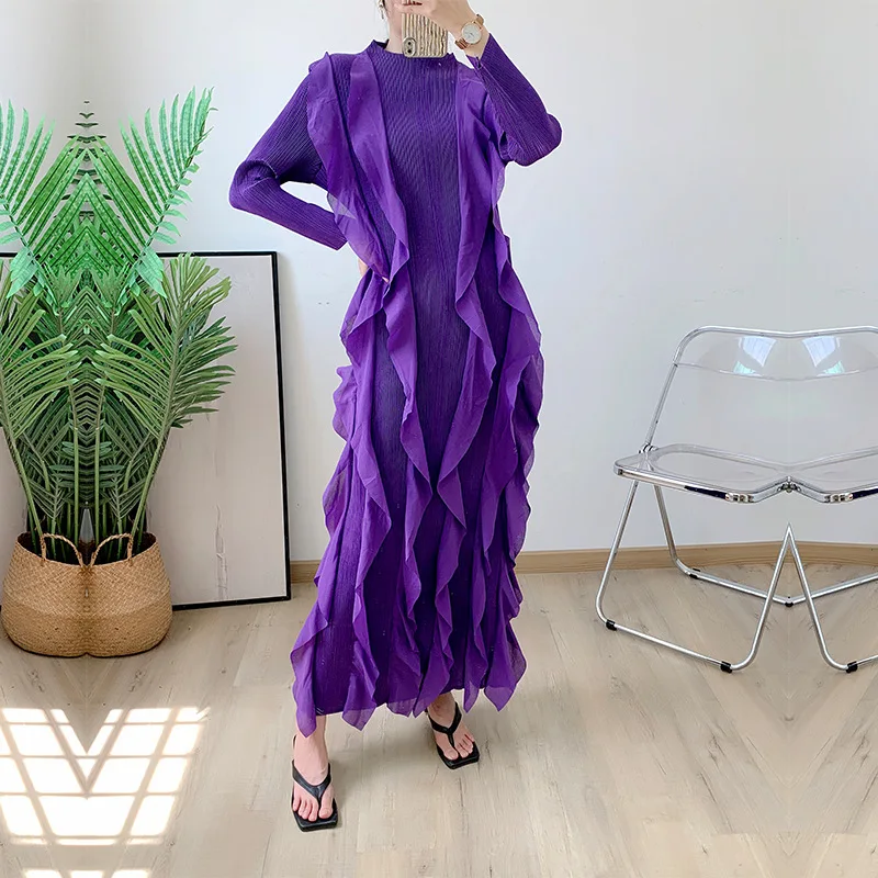 Women's Dress Long Mesh Spliced Dress Elastic Large Fit Solid Color Long Sleeve Birthday Dress Aesthetic Clothes