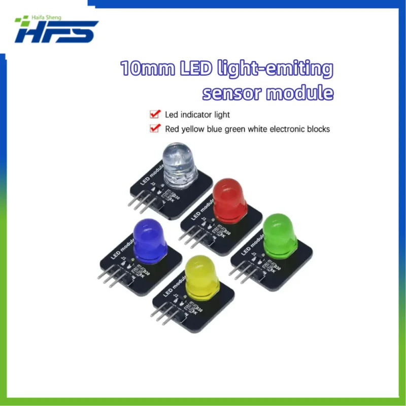 

Smart Electronic Building Block LED Light-emitting Module Indicator Light Emitting Tube 10mm Compatible with Arduino