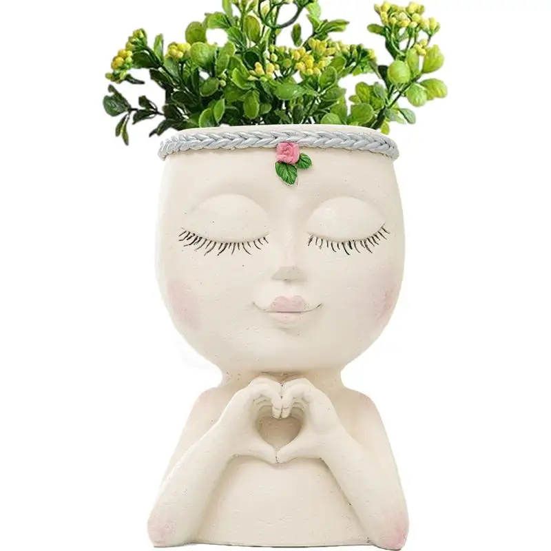 

Cute Girl Flower Pot Funny Flower Pot For Succulents Head Planter Pot Girl Planters Pots Vase For Indoor Plants Resin Sculpture