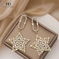 trendy exaggerated night sky shining five pointed star new earrings retro star birthday party dance long earrings wholesale