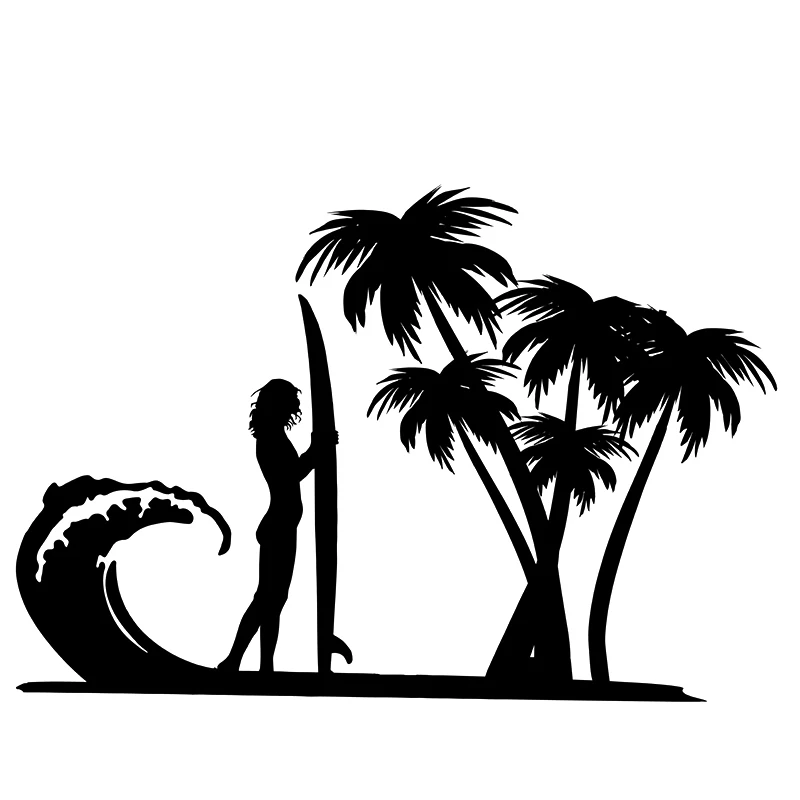 Виниловая переводная картинка с морскими волнами для серфинга и девушек