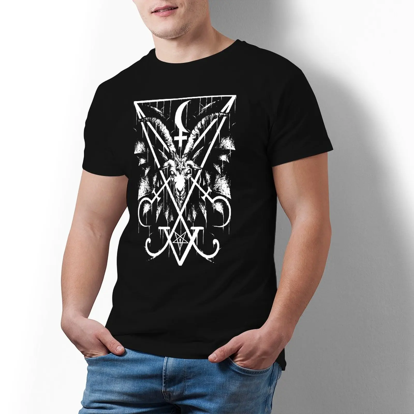 

BAPHOMET Goat T Shirt Illuminati 100 Cotton Men T-Shirt Short-Sleeve Print Tshirt Basic