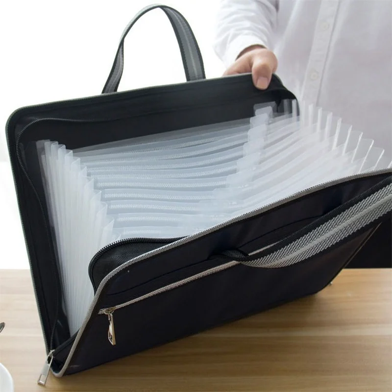 

13 layers Waterproof Canvas Storage Document Bag Portable Briefcase Insert Clip Paper Folder Organ Bag expanding-file-folder