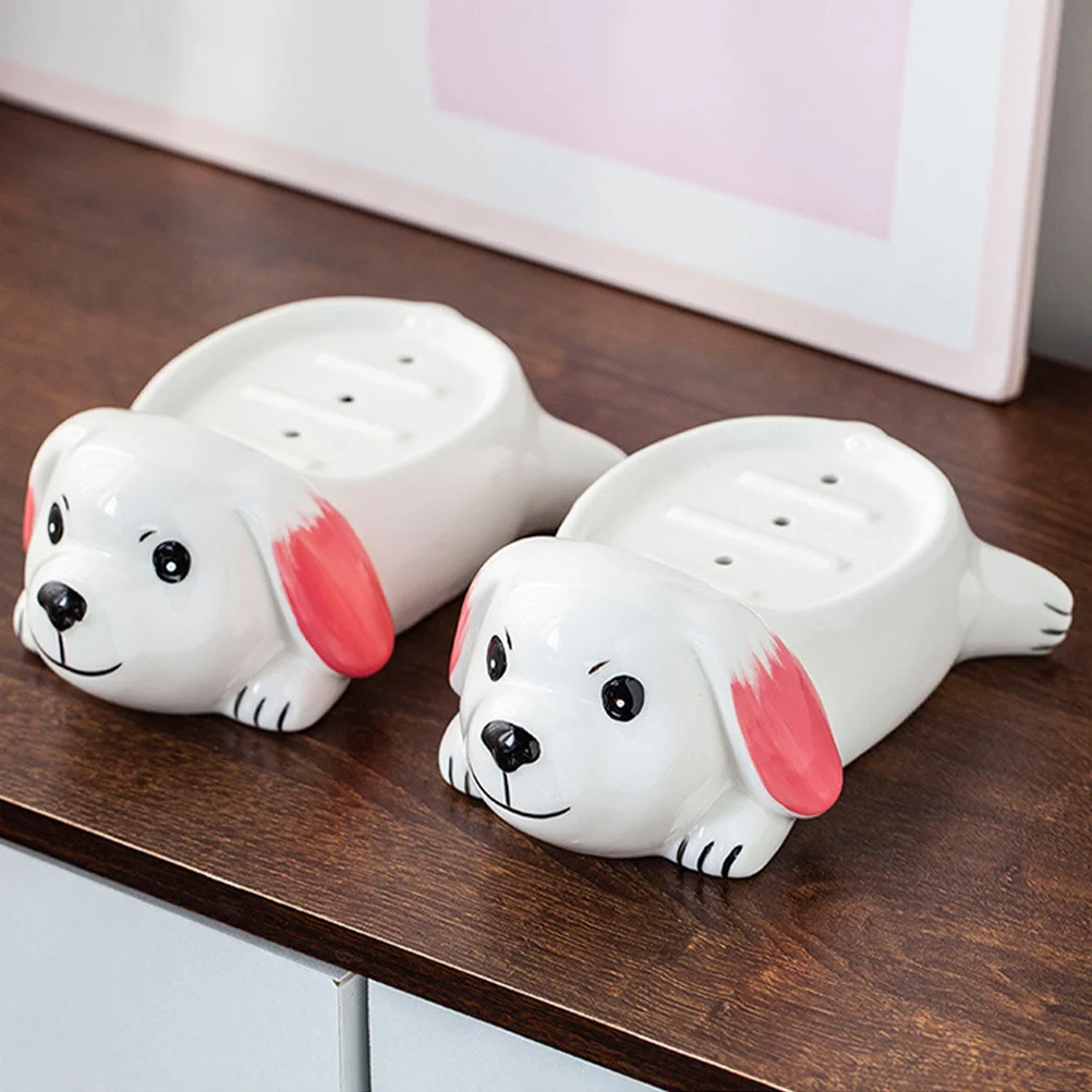 Милая керамическая маленькая собачка столешница сливной держатель для мыла