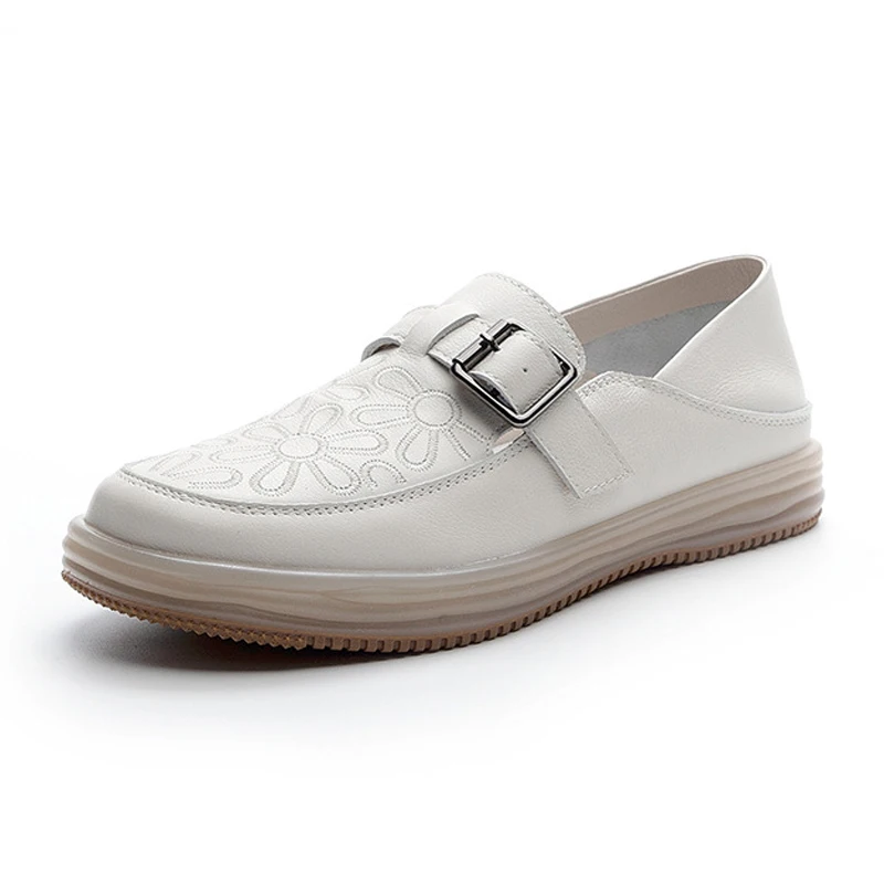 

Women's Summer Shoes 2022 New Fashion Slip-on Leather Flats Comfortable Women Shoes Work Slippers Outdoor Embroidery Non-slip