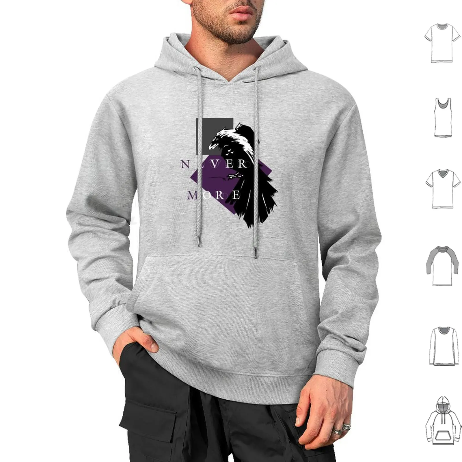 Хлопковая толстовка с капюшоном и длинным рукавом вороном