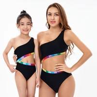 women swimsuit 2022 new one piece mother kids swimsuit bikini family matching bathing suit sexy cutout waist swim wear for women