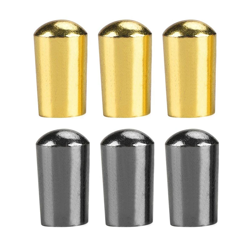 

6Pcs Guitar Switch Tip, 3 Way Toggle Switch Knob Tip Cap Copper For Lp Epi Electric Guitar,Gold & Gun-Black