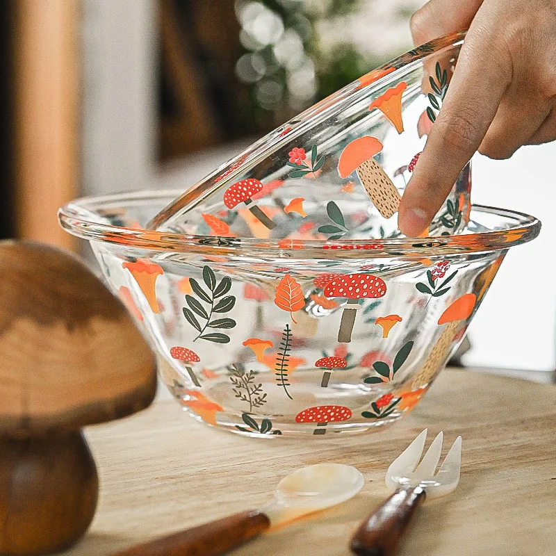 

Thickened transparent glass hat bowl fruit salad large bowl noodles bowl household lovely girl heart dessert yogurt small bowl