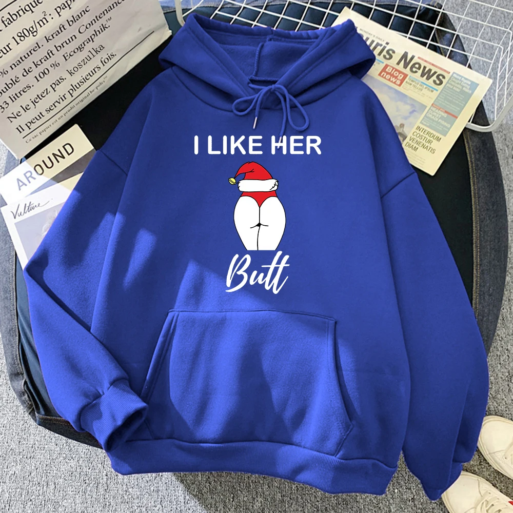 

Hot Sale I LIKE HER BUTT I LIKE BEARD Couple Hoodie Long Sleeve Women's Sweater Fleece Sweater Men's and Women's Trendy Sweater