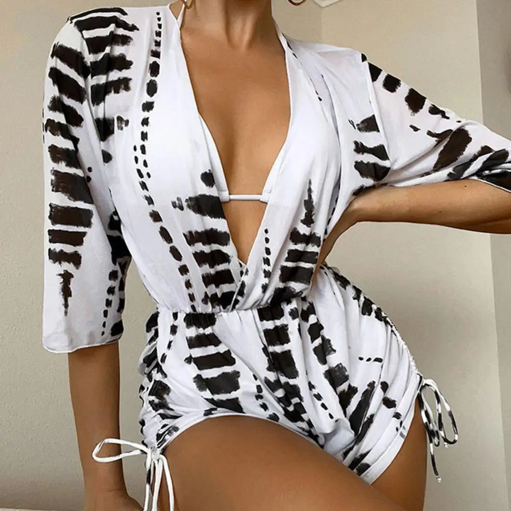 

3 Pcs/Set Chic Swimwear Cover Up Multi Stings Bathing Long Sleeves Hawaii Bikini Cover Up Set