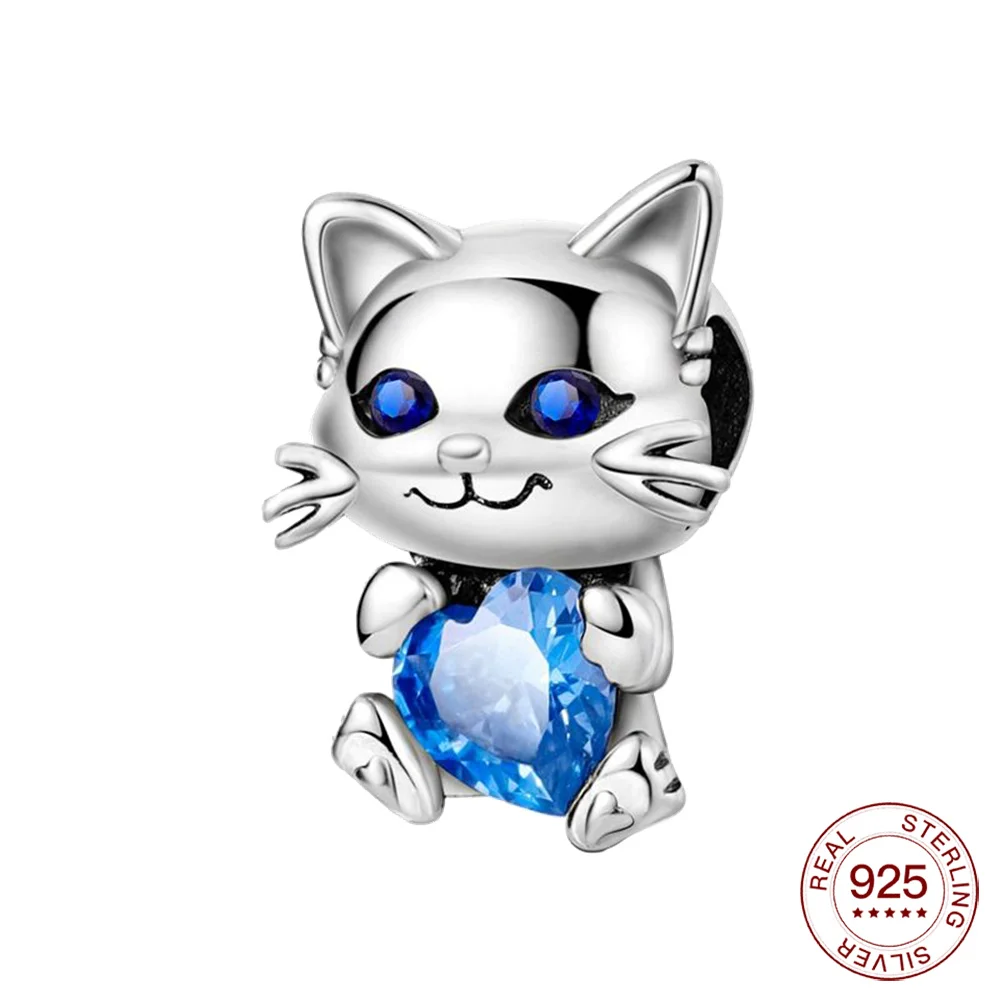 

Серебряный, серебряный, 925, Милый Котик, голубой цвет, фотоаксессуары для друзей, новогодний подарок для жены 2023