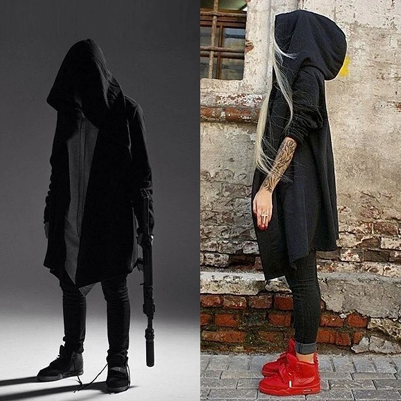 

Male Goth Goths Bandage Trench Male Autumn and Winter Outerwear Black Novelty Punk Cloak Goth Belt Men Mens Cloaks Punk Coat Men