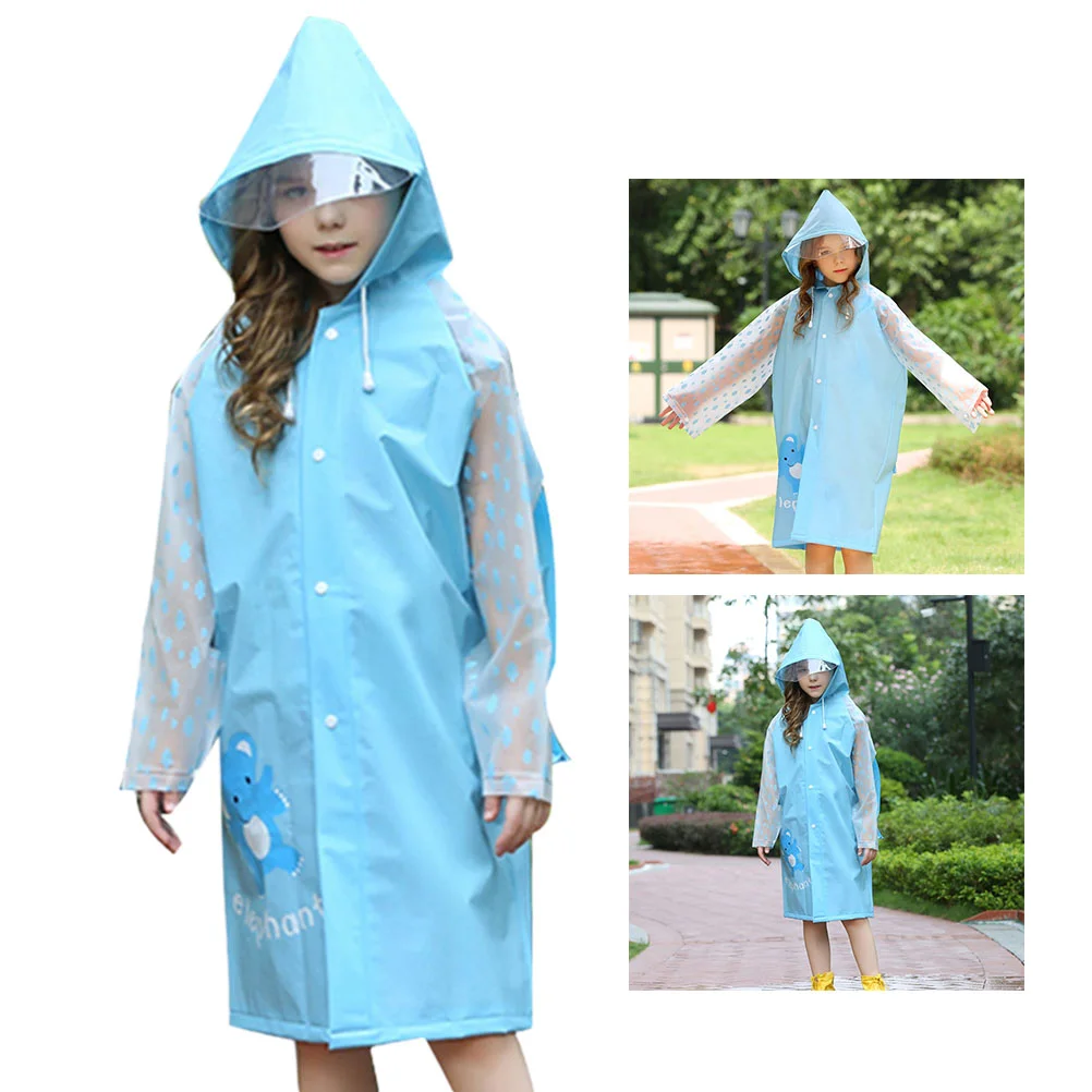 

Kids Hooded Raincoats Rain Poncho Coverall Rain with Backpack Pockets for Outdoor Cycling Climbing Camping Hiking