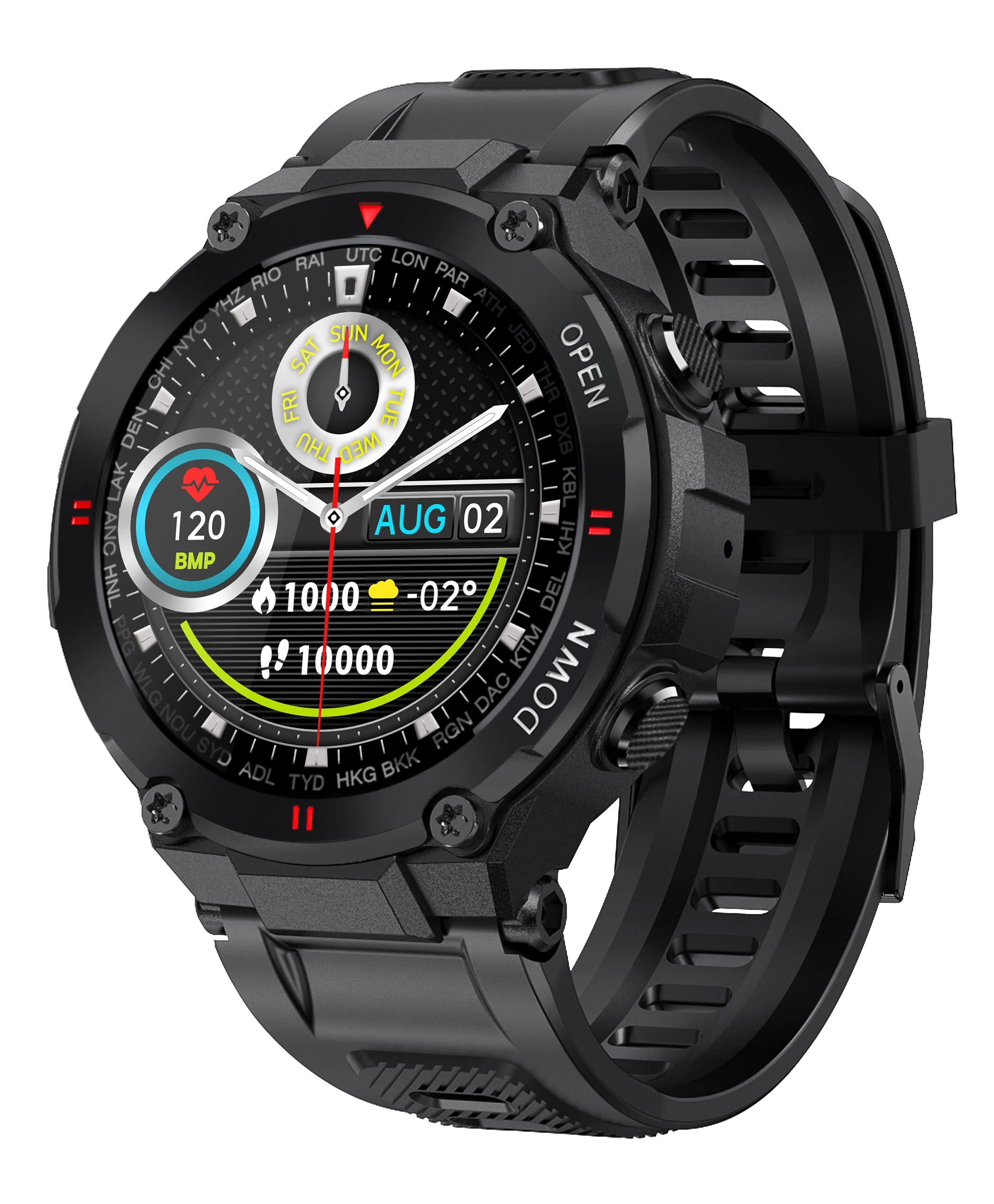 

2021 Outdoor Sport Men Watch With 400mah Battery SMS Reminder Sports Mode Sleep Smart watch K27 VS K22