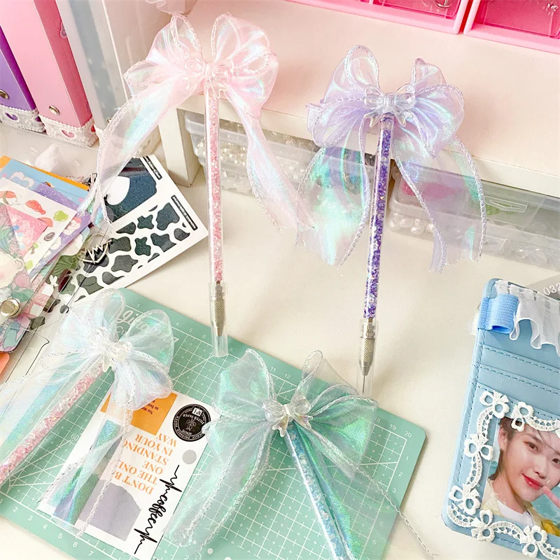 

Ins Korean Pen Utility Knife Cute Big Bow Quicksand Knife Pen Lovely Fashion Paper/box Cutter Student Supply Office Accessories