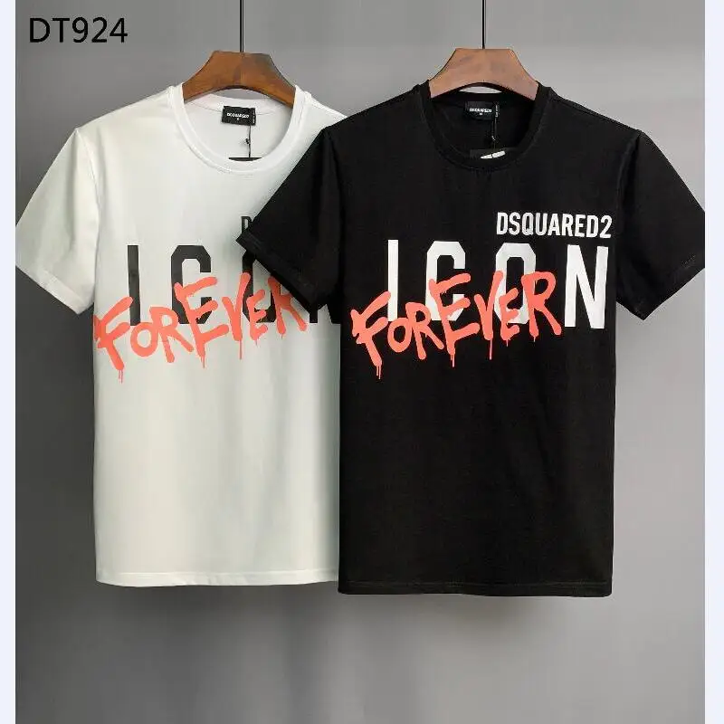 

2023 Dsquared2 Cotton Round Neck Short Sleeve Shirt Letter Print Casual Men's Clothing Tops DT924