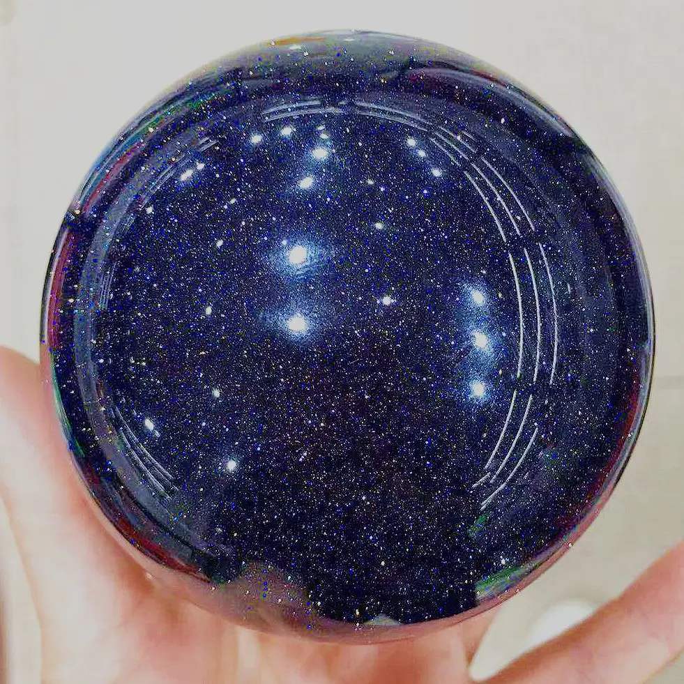

Beautiful Blue Sand Golden Stone Ball Hand Polished Crystal Energy Reiki Healing Home Office Decoration Craft Gifts Feng Shui Or