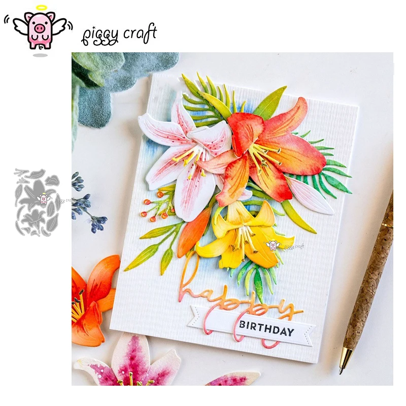 Piggy Craft металлические штампы для резки форма изготовления цветочных листьев