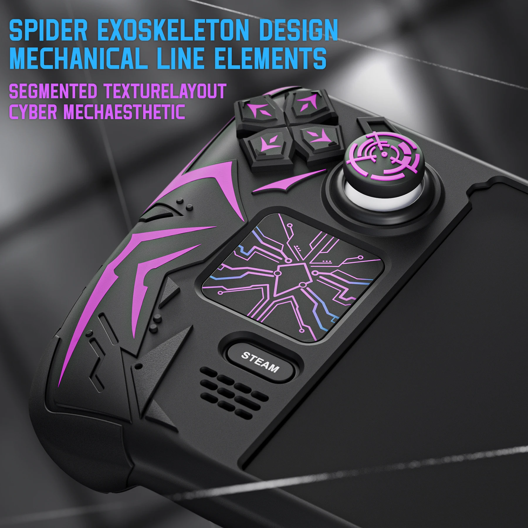 Фото Защитный чехол PlayVital Cyber Spider для Steam Deck OLED/LCD, противоскользящий силиконовый чехол с улучшенными кнопками на задней панели №4